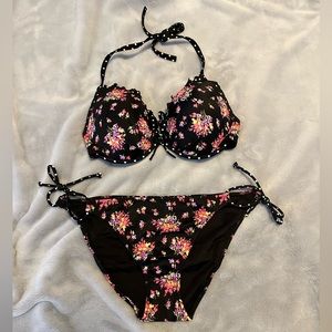 Victoria’s Secret Bikini - 34DD/L - Black Floral - NWOT